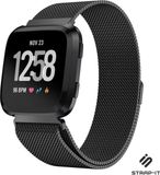 Strap-it Fitbit Versa / Versa 2 Milanese band - zwart - Maat: S