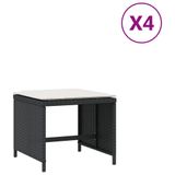 VidaXL Tuinkrukken 4 st met kussens 41x41x36 cm poly rattan zwart