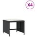 VidaXL Tuinkrukken 4 st met kussens 41x41x36 cm poly rattan zwart
