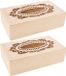 Merkloos Cosy & Trendy Tissuedoos - 2x stuks - naturel - sierlijk design - 26 x 14 cm - hout - rechthoekig