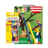 EBERHARD FABER Colori 599044 kleurset met 12 kleurpotloden en tekenblok DIN A4, 100 vellen papier 70 g/m²