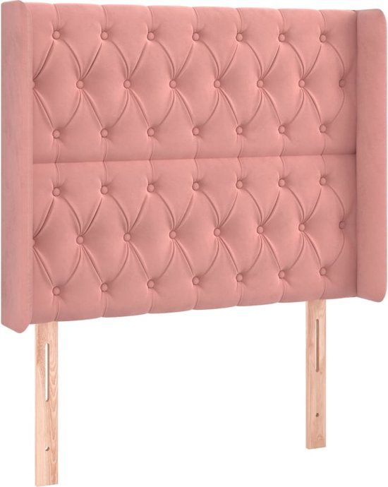 vidaXL Hoofdbord - Roze - 103x16x118/128 cm - Fluweel