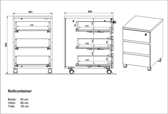 Germania Ladeblok Germania 4264-549 600 x 410 x 500 mm Antraciet, eiken