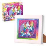 CRAZE Diamondz Starterset met eenhoornsjabloon, voor meisjes, knutselset, 15 x 15 cm