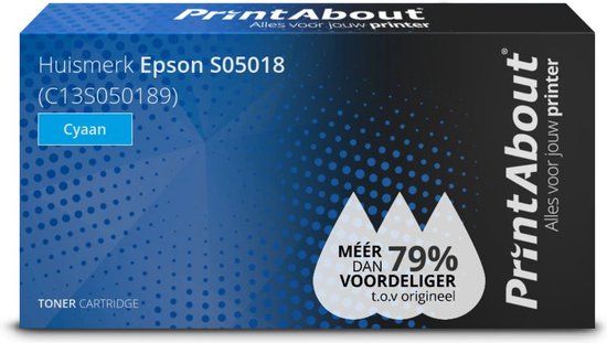 PrintAbout Huismerk Epson S05018 (C13S050189) Cyaan Toner | 4400 pagina's