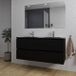 Saniclass Chaci Ensemble de meubles de salle de bain - 120x46x55cm - lavabo en céramique noir - 2 vasques - 2 trous de robinet - 2 tiroirs - miroir rectangulaire - noir mat