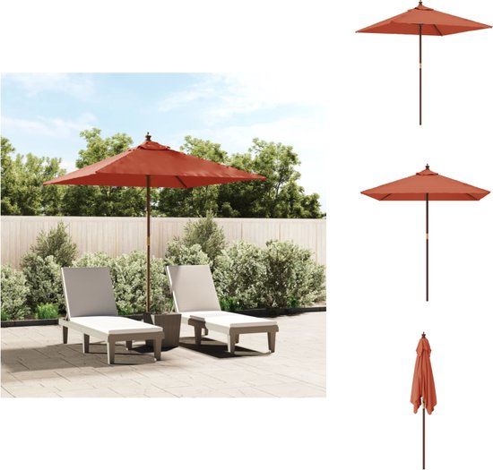 vidaXL Parasol - Terracotta - 198 x 198 x 231 cm - Hardhouten frame - Polyester hoes - Parasol