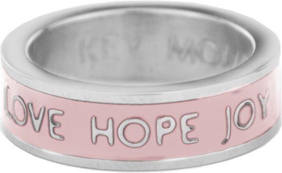 Key Moments Color 8KM R0014-50 Ring - Love Hope Joy - Ringmaat 50 - Zilverkleurig / Roze