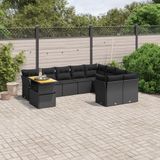 Maison Exclusive - Ensemble de meubles de jardin 10 pièces avec canapé et coussins, noir, en polyrotin