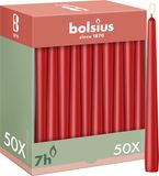 Bolsius - Gladde Dinerkaarsen - 50 stuks - Rood - 24,5 cm