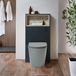 Hudson Reed Hoxton WC-Ombouw 60cm met Open Plank Zwartgrijs - Elements Grijs (Pebble) Staand Toilet - Inbouw Reservoir met Zwarte Spoelknop