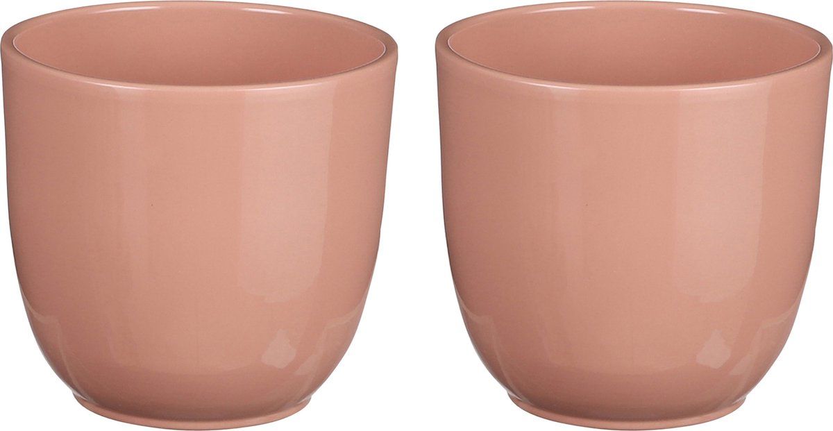 Mica Decorations Plantenpot Tusca - 2x - lichtroze - keramiek - glans - D13.5/H13 cm