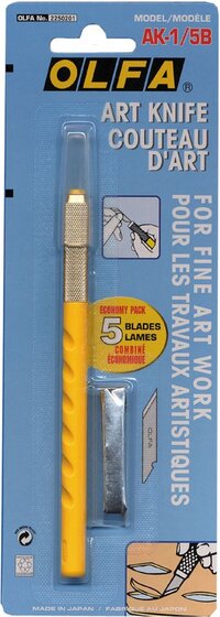Olfa Standaard Knutselmes - incl. 5 reservemesjes - Geel