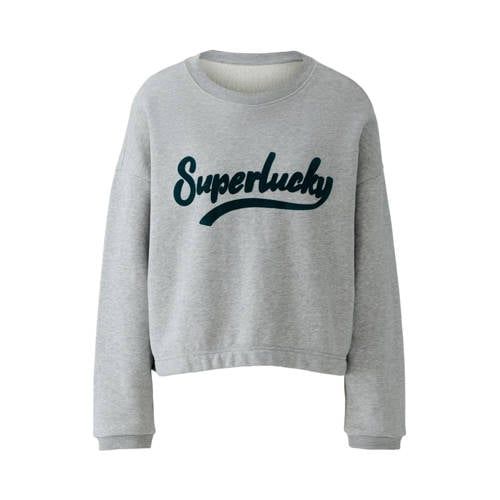 Miss Lagotte sweater met tekst - grijs
