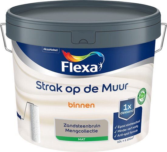 FLEXA Strak op de Muur Muurverf - Mat - Mengkleur - Zandsteenbruin - 10 liter