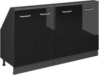 Vicco R-Line Keukenkast voor schuine wand – 140 cm Set van 2 Hoogglans zwart/antraciet