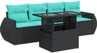 vidaXL 5-delige Dining loungeset met kussens polyrattan acacia zwart