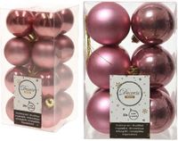 Decoris Kaemingk B.V. Kerstversiering kunststof kerstballen oud roze 4-6 cm pakket van 40x stuks