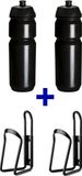 Tacx set Bidonnen met aluminium bidonhouders - bestaande uit 2x 750ml Shiva bidons met bidonhouder - Zwart