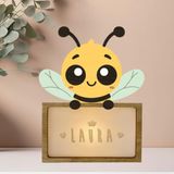 WONDEE Gepersonaliseerde Lamp Met Naam - Nachtlampje Voor Kinderen, Bijen - Cadeau Voor Pasgeborenen, Jongens en Meisjes - Doopcadeau - Gepersonaliseerde Cadeau-Ideeën