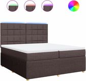 vidaXL Boxspringbed met matras, donkerbruin, 200x200 cm, gestoffeerd