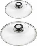 Gerimport Set van 2x stuks universele glazen pannendeksels voor pannen van 16 en 24 cm