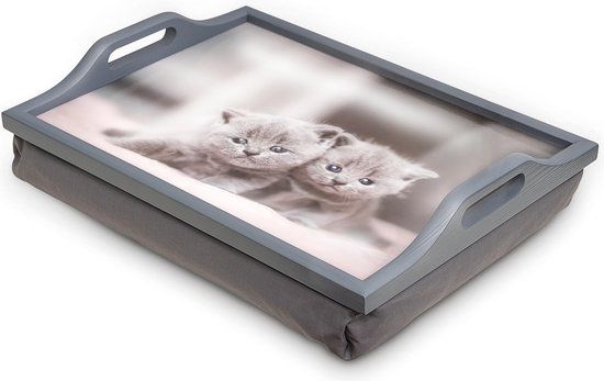 Aidapt Schootdienblad met Print - Kittens - Grijs - Hout - Rechthoek