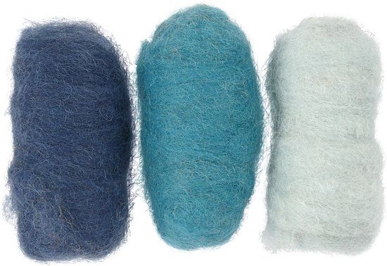 Creativ Company Gekaarde Wol Set 3x10gr Blauw