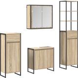 vidaXL Badkamermeubel Set met lade met plank Sonoma Eik Bewerkt hout