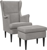 vidaXL Fauteuil met Voetenbank 2-st Lichtgrijs Fluweel
