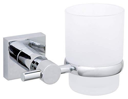 tesa Hukk bekerhouder - hoogglans verchroomd metaal - zelfklevend - 95 mm x 127 mm x 96 mm