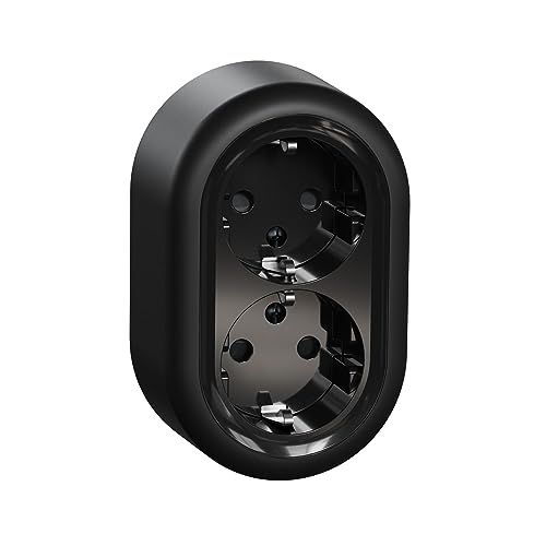 Schneider Electric ELSO Renova - 2-voudig stopcontact - Zwart - Opbouw - Vochtige Ruimte