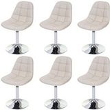 Générique HWC Set van 6 eetkamerstoelen HWC-A60, draaistoel, chroom ~ kunstleer crème