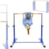 Hauki ECD Germany GmbH Opvouwbare gymnastiek rekstok, blauw, gymnastiek rekstok voor kinderen, in hoogte verstelbare rekstok 95,5-150 cm Hauki