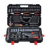 VEVOR 314-delige Dopsleutelset met Ratelsleutelbox met 1/4", 3/8" en 1/2" Aandrijvingen, Ratelsleutelset met Omkeerbare Ratel, Universele Gereedschapsset voor Dagelijkse Reparaties en Doe-het-zelfprojecten
