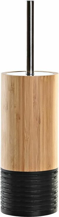 DKD Home Decor WC/Toiletborstel - luxe houder - bamboe hout - bruin/zwart - 37 x 10 cm