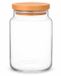 Joy Kitchen Glazen Voorraadpot 635 ml – Pot de conservation hermétique avec couvercle en bois massif – Pot à bonbons et pot à épices rond pour café, thé, sucre et noix – Ø 9,6 x 11,5 cm