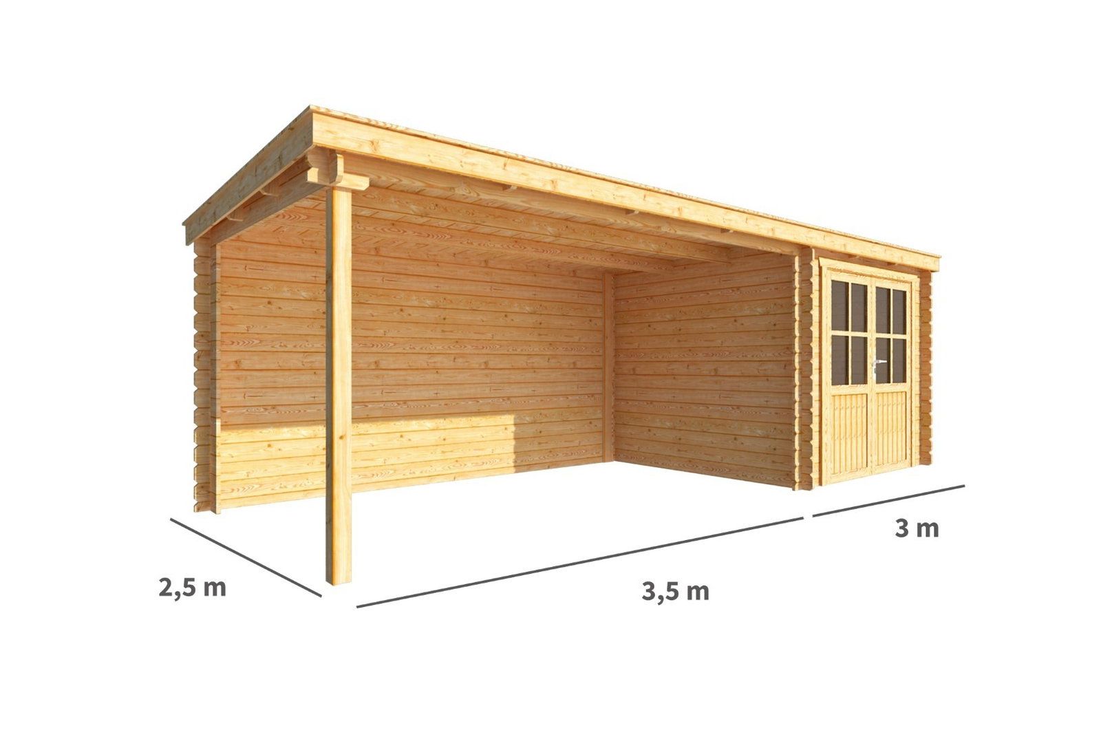 Warentuin collection Blokhut, tuinhuisje met overkapping Els-Ella 650 cm bij 250 cm diep lessenaarsdak 4