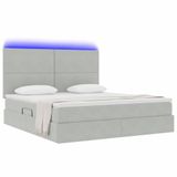 vidaXL - LED - opbergbed - met - matras - Lichtgrijs - 180 x 200 cm - Fluweel