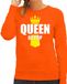 Bellatio Decorations Koningsdag sweater Queen of pop met kroontje oranje - dames - Kingsday pop muziekstijl outfit / kleding / trui S
