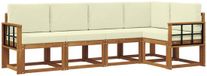 vidaXL - Ensemble de salon d'angle - 5 places assises - Naturel et crème - Acacia bois