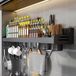 Sans marque Étagère à épices suspendue murale - organisateur avec crochets - 80 cm - noir