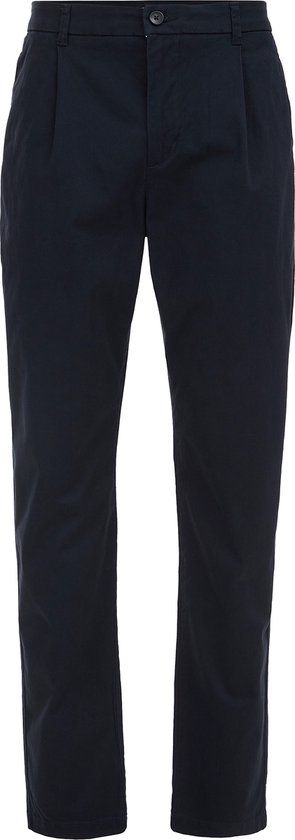 WE Fashion Heren tapered fit broek met bandplooi en stretch