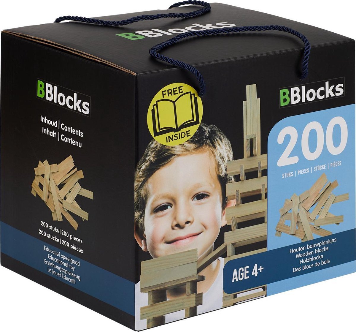 Bblocks bouwplankjes blank, 200dlg. Merk: