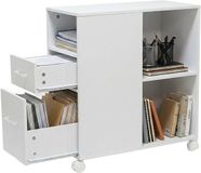 Merkloos Relaxdays Ladeblok bureau - 65 x 30 x 60 cm - op wielen - wit
