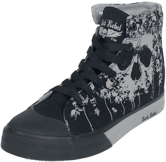 Rock Rebel by EMP Zwart-grijze sneakers met print - Unisex - EU42