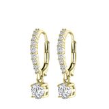 Lucardi Dames goldplated oorringen met hanger zirkonia