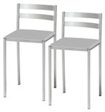 2 chaises de cuisine avec dossier, similicuir, gris, hauteur d'assise 45 cm