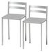 2 chaises de cuisine avec dossier, similicuir, gris, hauteur d'assise 45 cm