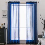 Miulee Bol Panelen - Set van 2 - Zuivere kleur - Transparante raamgordijnen - Glad - Elegant - Woonkamer - Donkerblauw - Zakstang